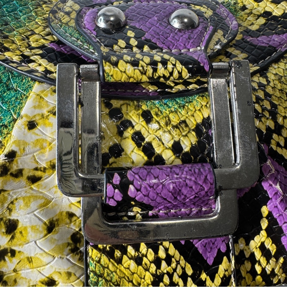 Faux Snakeskin Multi Colour Mini Shoulder Bag Y2K Style - Picture 9 of 11